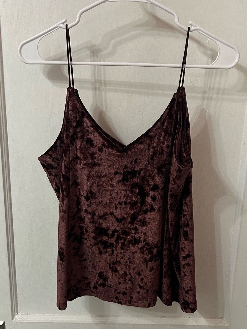 Maurices Crushed Velvet V-Neck Camisole - Dark Brown